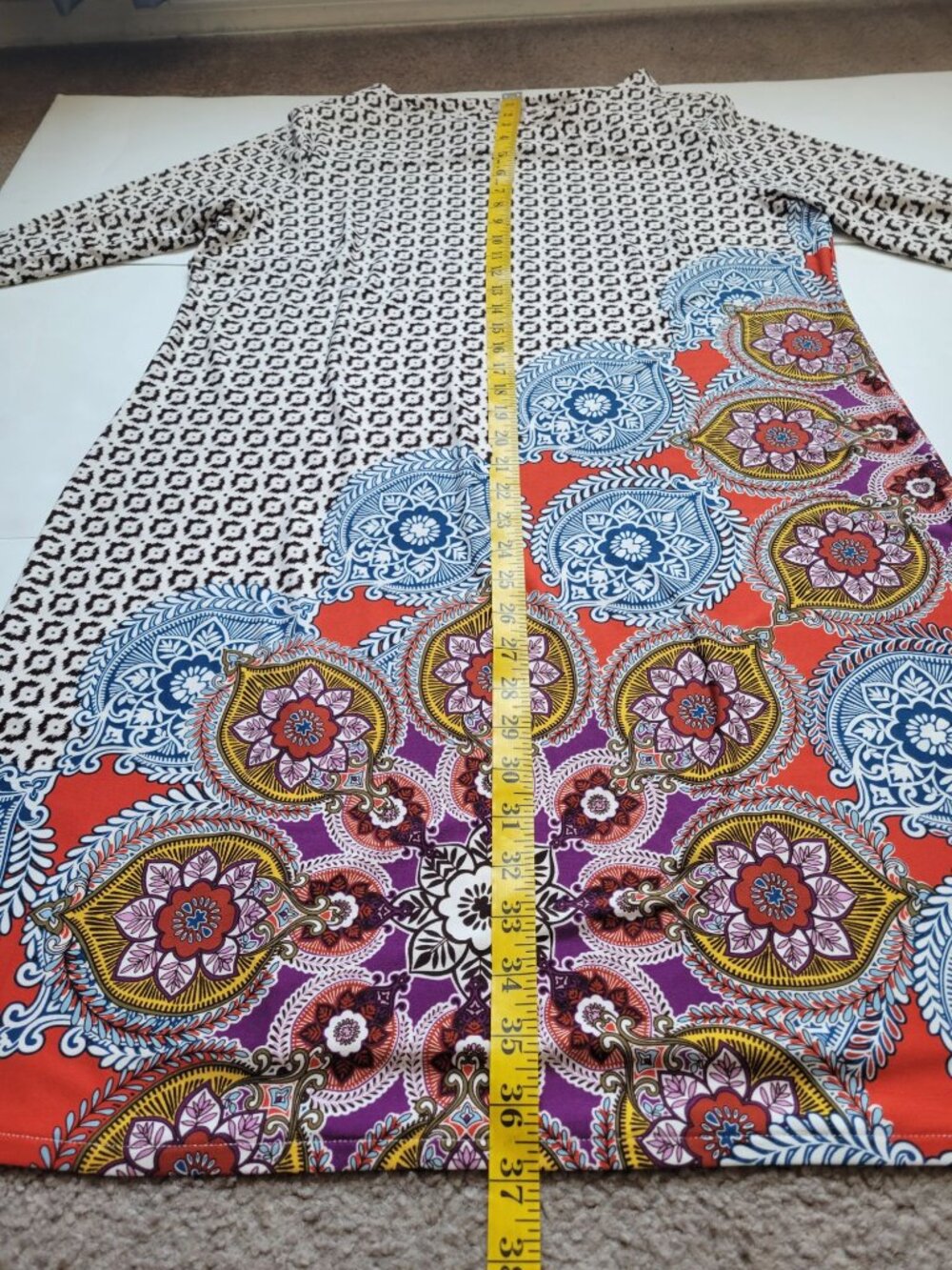 Chico's shift dress a bold medallion and geometric border print Size 12 Career - Picture 10 of 12